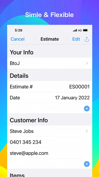 Zrzuty ekranu Estimate & Invoice Maker