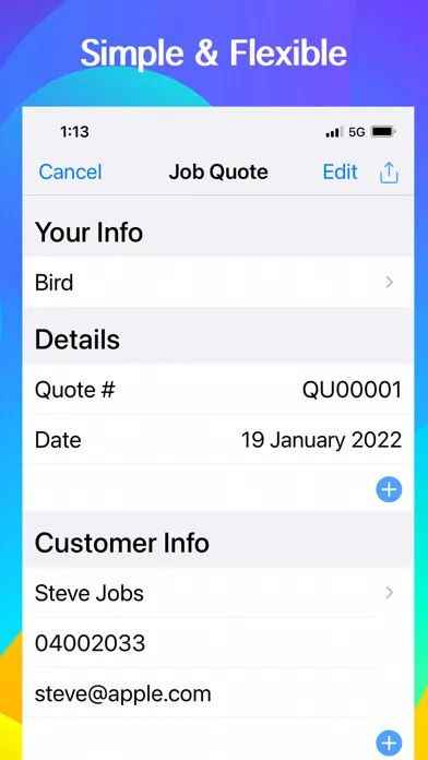 Tangkapan layar Job Quote & Invoice Maker