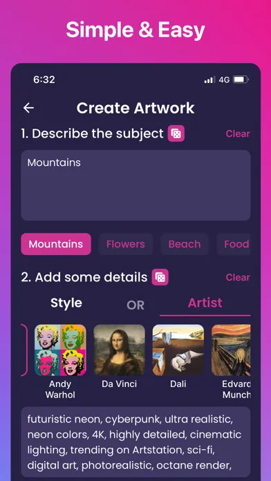 Vivid - AI Art Generator Ekran Görüntüleri