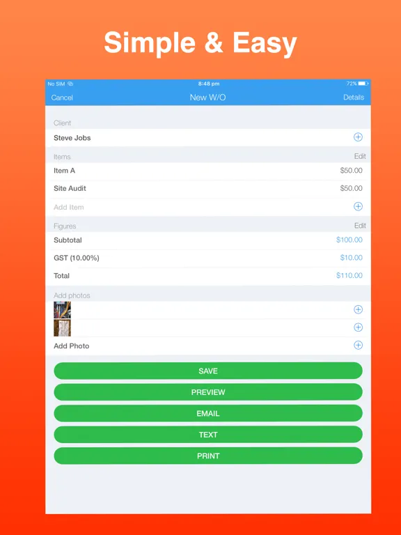 Work Order Maker iPad  سکرین شاٹس