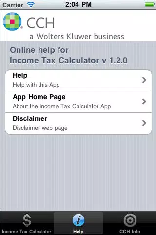 Tangkapan skrin CCH Income Tax Rates Calculator Lite