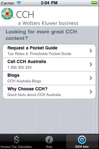 CCH Income Tax Rates Calculator Lite應用截圖