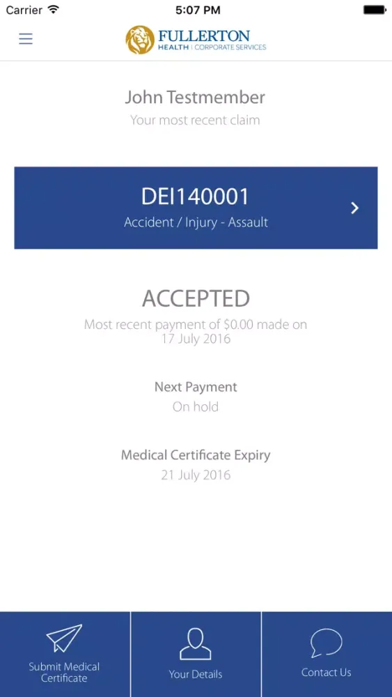 Fullerton Health Claims App স্ক্রিনশট