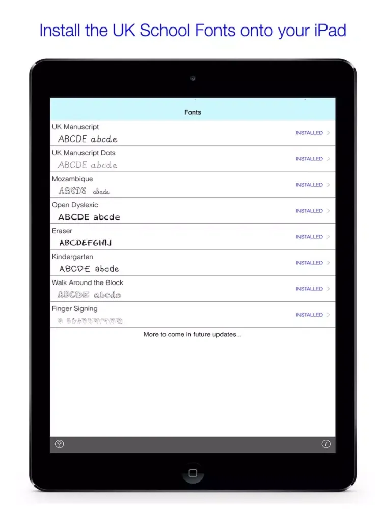 Zrzuty ekranu UK School Fonts To Install iPad 