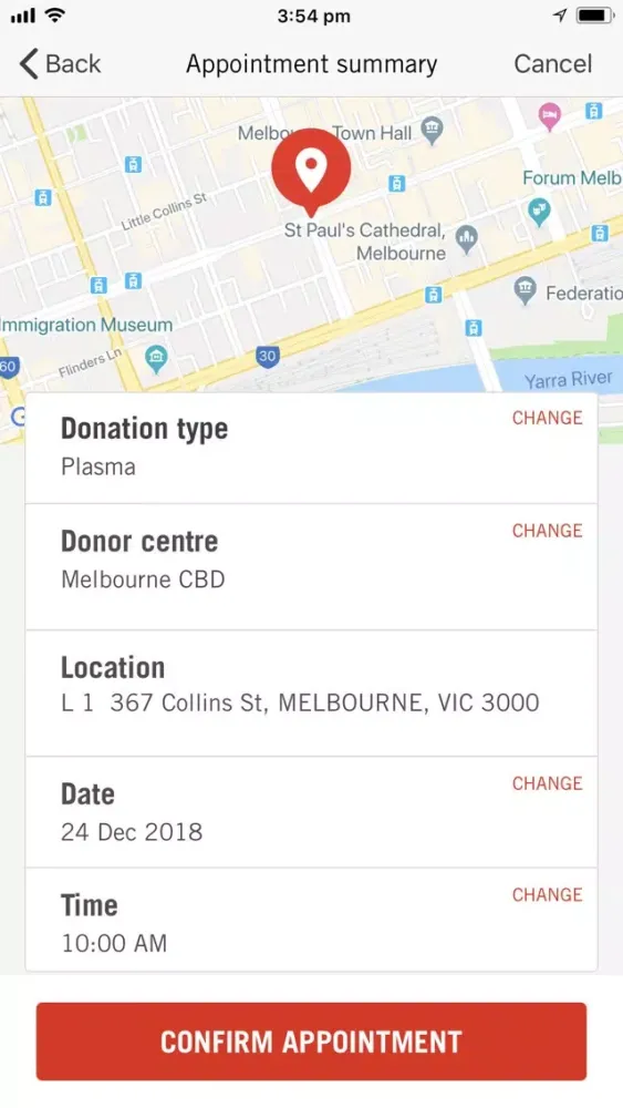 Ảnh chụp màn hình của Donate Blood UAT