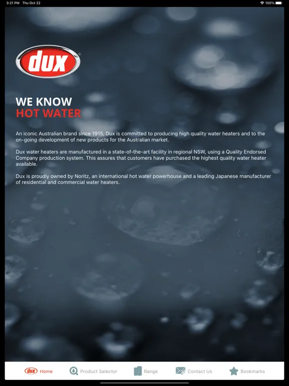 Tangkapan layar Dux Plumbers Handbook iPad 