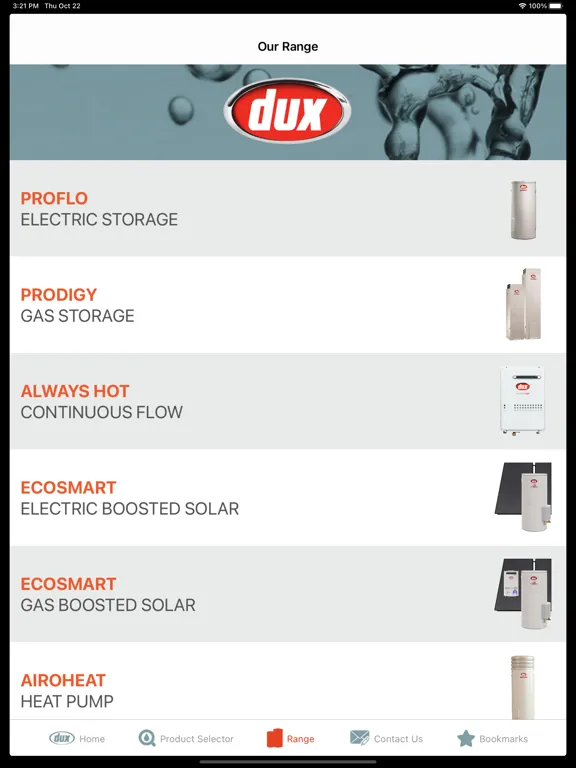 Tangkapan layar Dux Plumbers Handbook iPad 