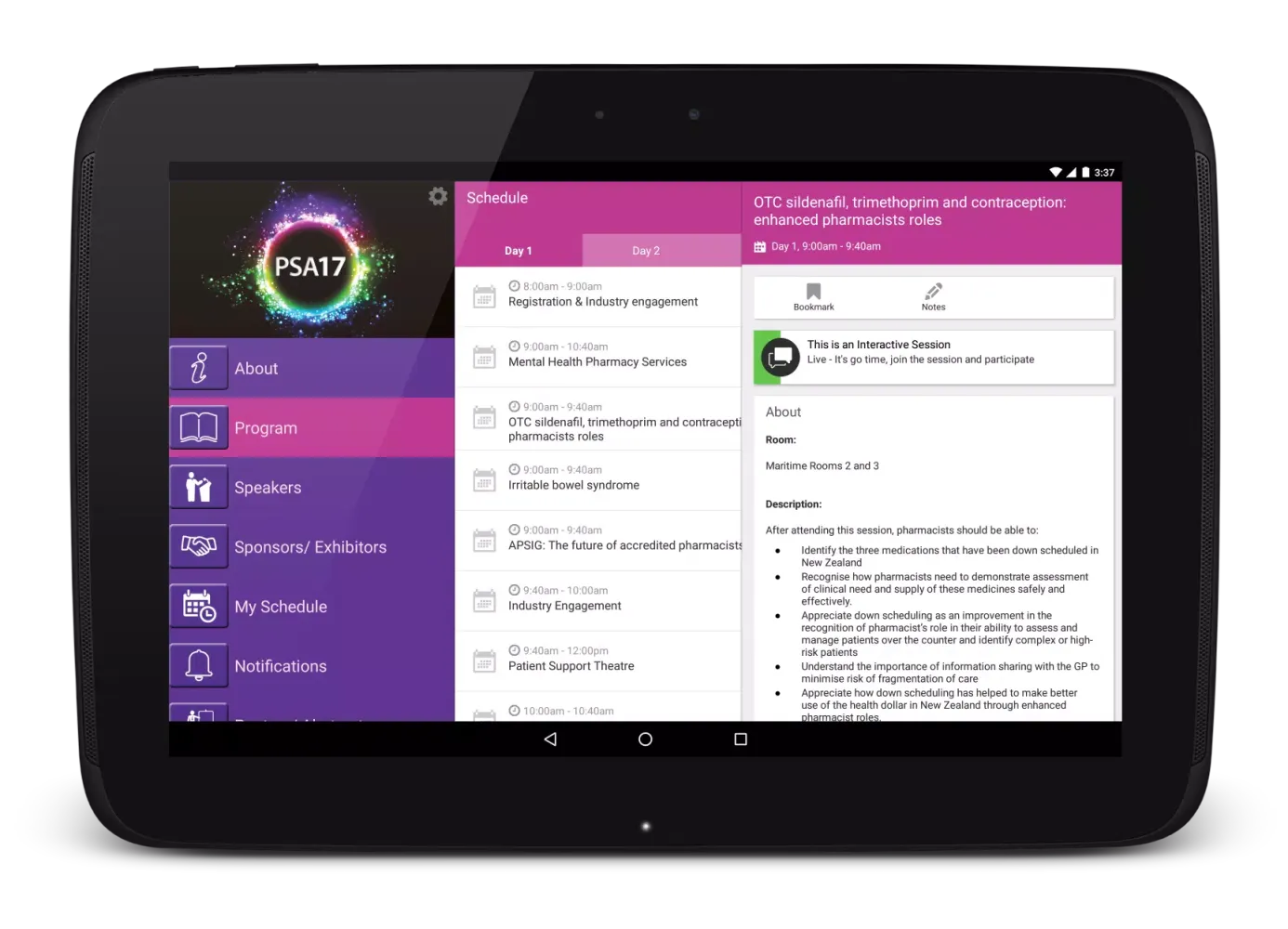 PSA17 Conference Screenshots