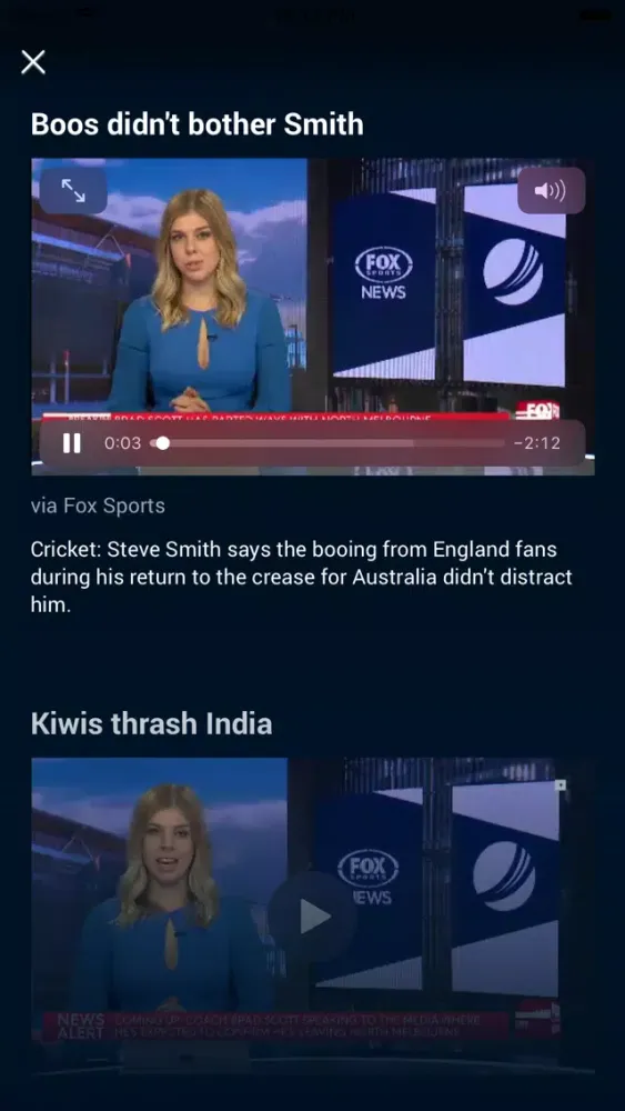 Tangkapan layar Fox Cricket: Live Cricket News