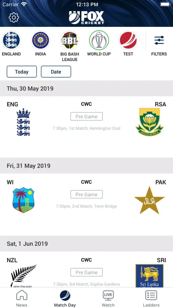 Tangkapan layar Fox Cricket: Live Cricket News