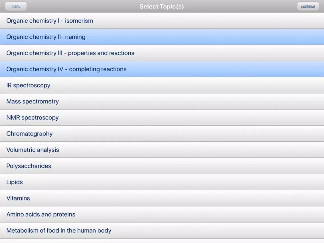 Tangkapan layar ExamMate VCE Chemistry 4 iPad 