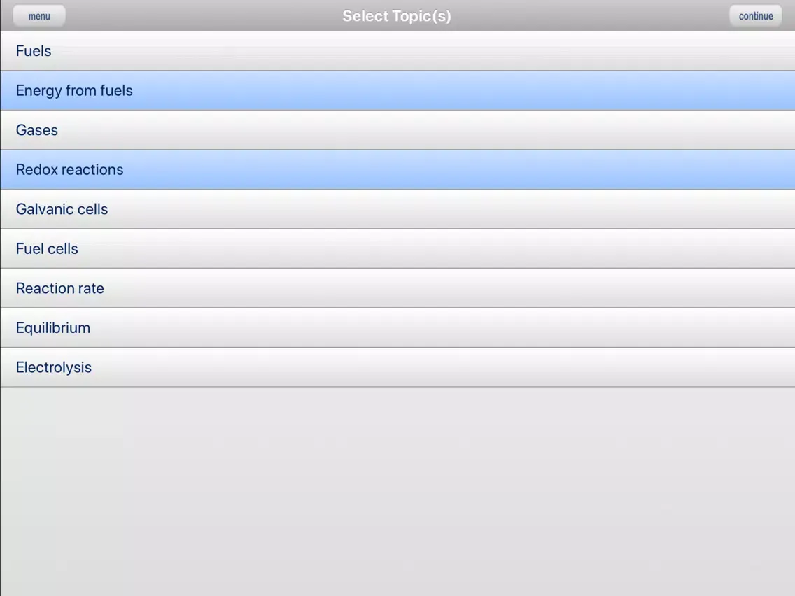 Tangkapan layar ExamMate VCE Chemistry 3 iPad 