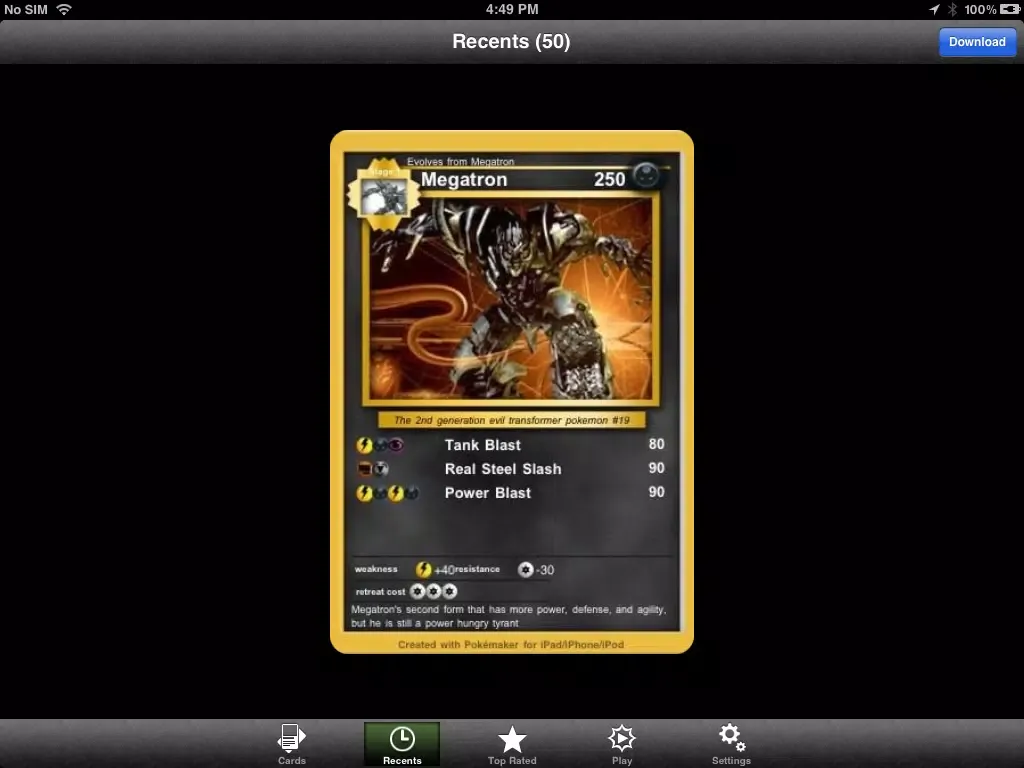 Capturas de tela do Pokémaker iPad 
