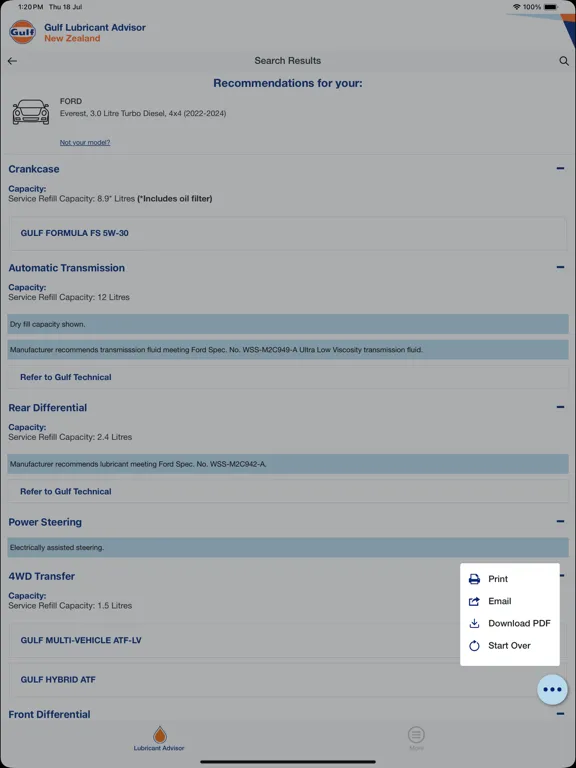 Capturas de tela do NetLube GulfOil New Zealand iPad 