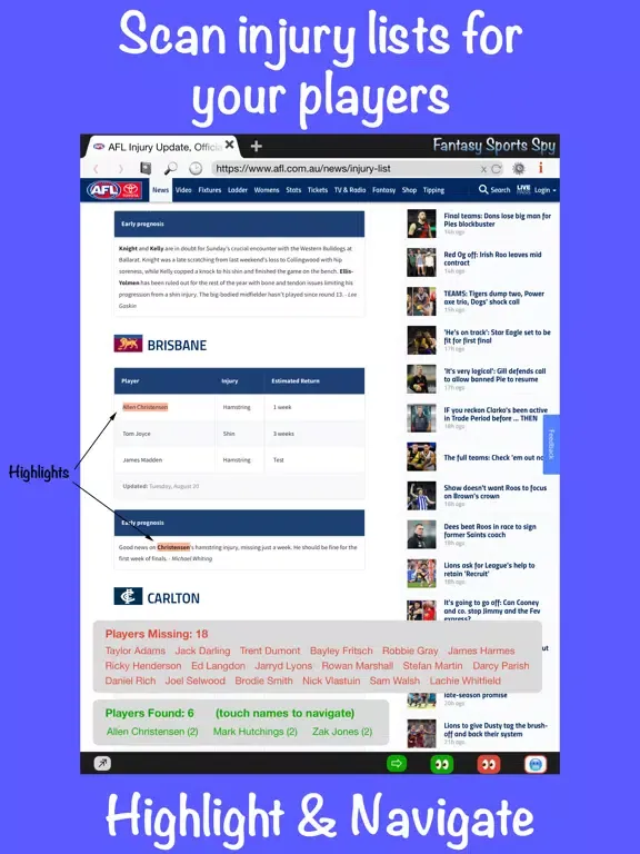 Fantasy Sports Spy iPad  سکرین شاٹس