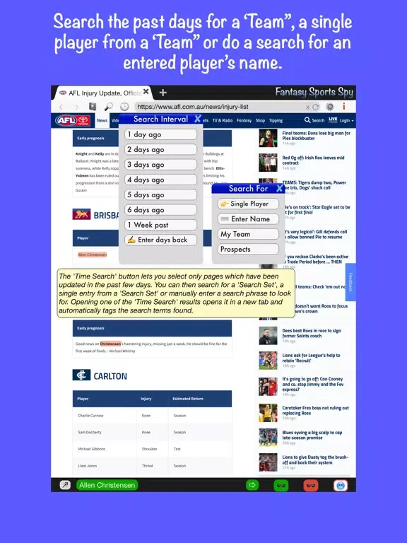 Fantasy Sports Spy iPad  سکرین شاٹس