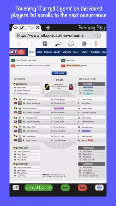 Fantasy Sports Spy سکرین شاٹس