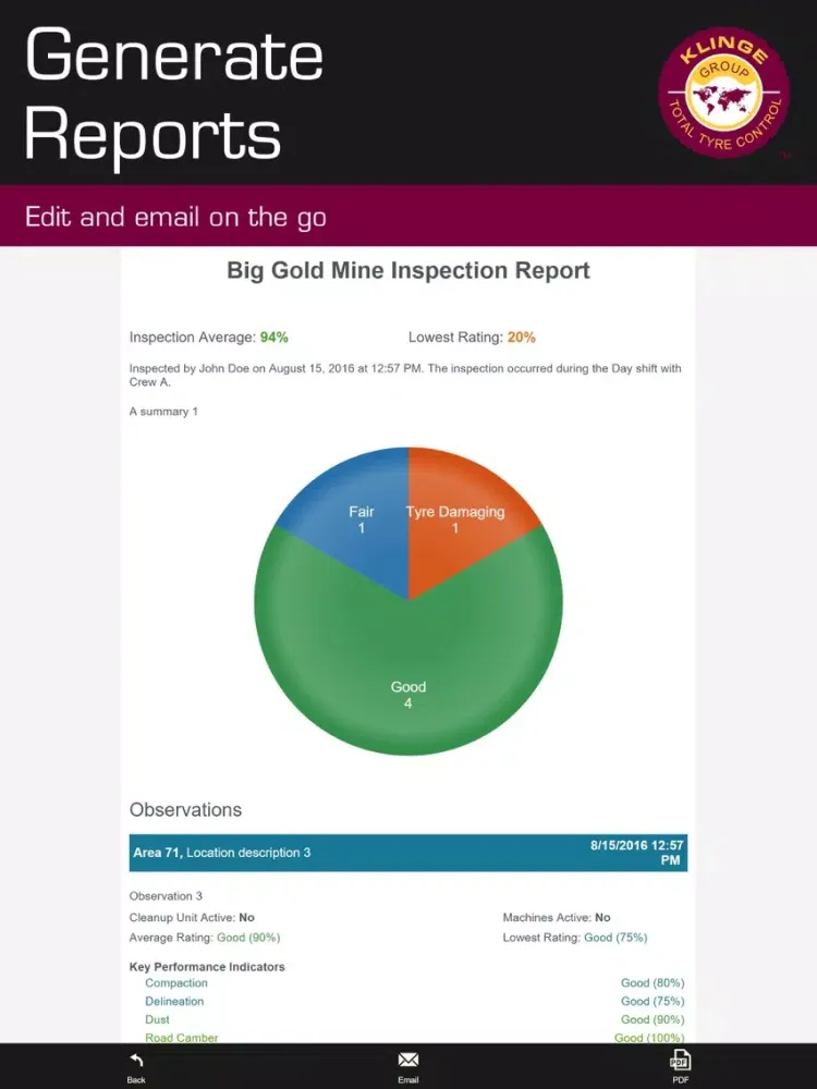 Tyre Environment Reporter iPad  Screenshots