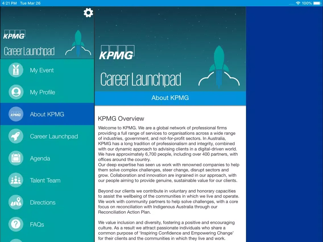 ภาพหน้าจอของ KPMG Career Launchpad iPad 