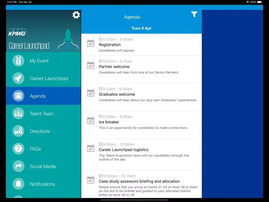 ภาพหน้าจอของ KPMG Career Launchpad iPad 