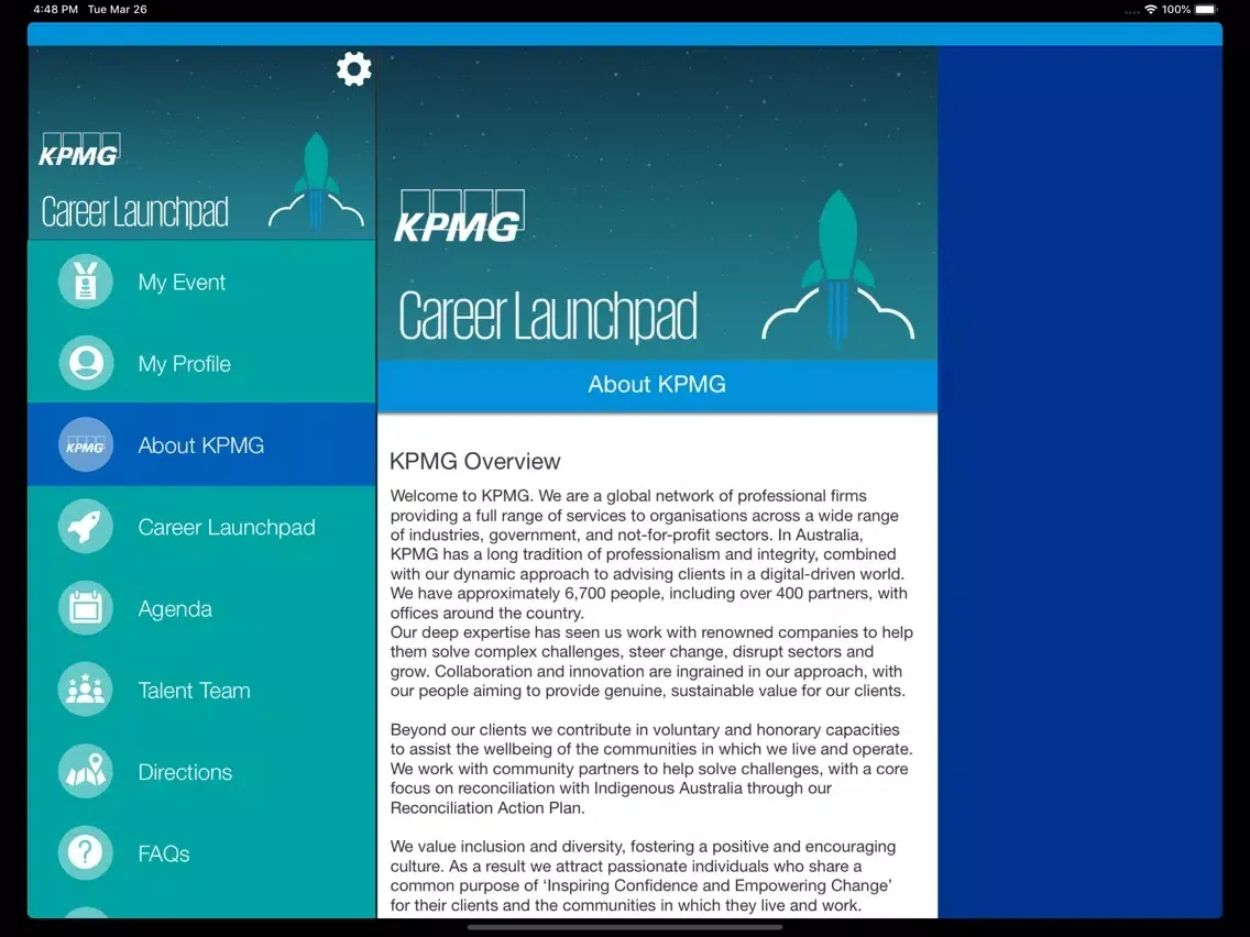 ภาพหน้าจอของ KPMG Career Launchpad iPad 