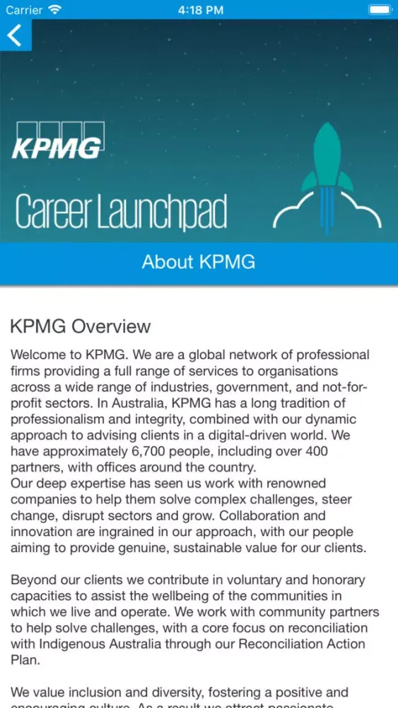 ภาพหน้าจอของ KPMG Career Launchpad