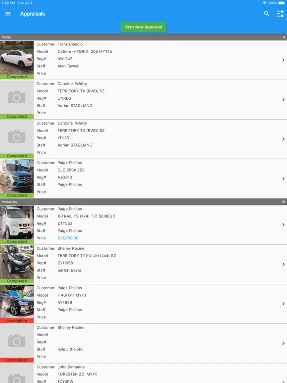 ภาพหน้าจอของ Dealer Drive Appraisals iPad 