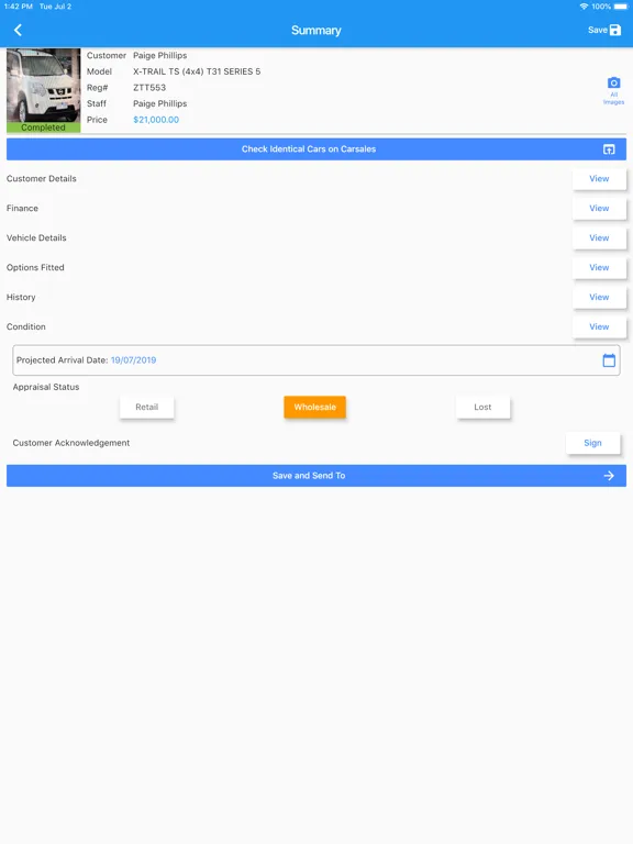 ภาพหน้าจอของ Dealer Drive Appraisals iPad 