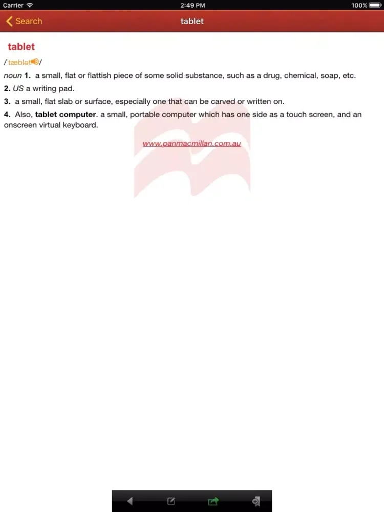 Capturas de pantalla de Macmillan Pocket Dictionary iPad 