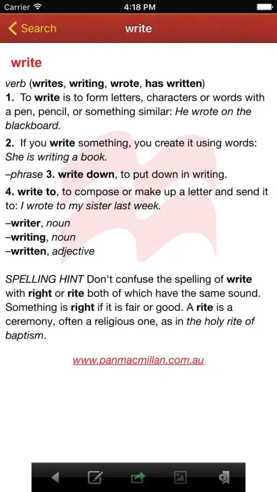 Screenshot di Macmillan Student Australian Dictionary
