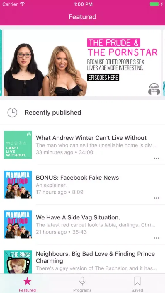 Tangkapan skrin Mamamia Podcasts