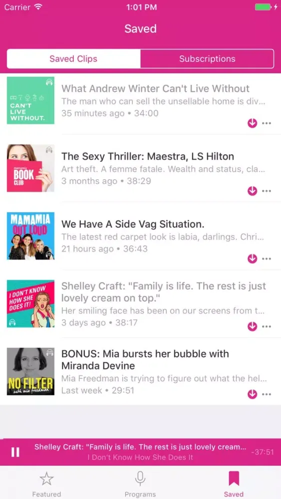 Tangkapan skrin Mamamia Podcasts
