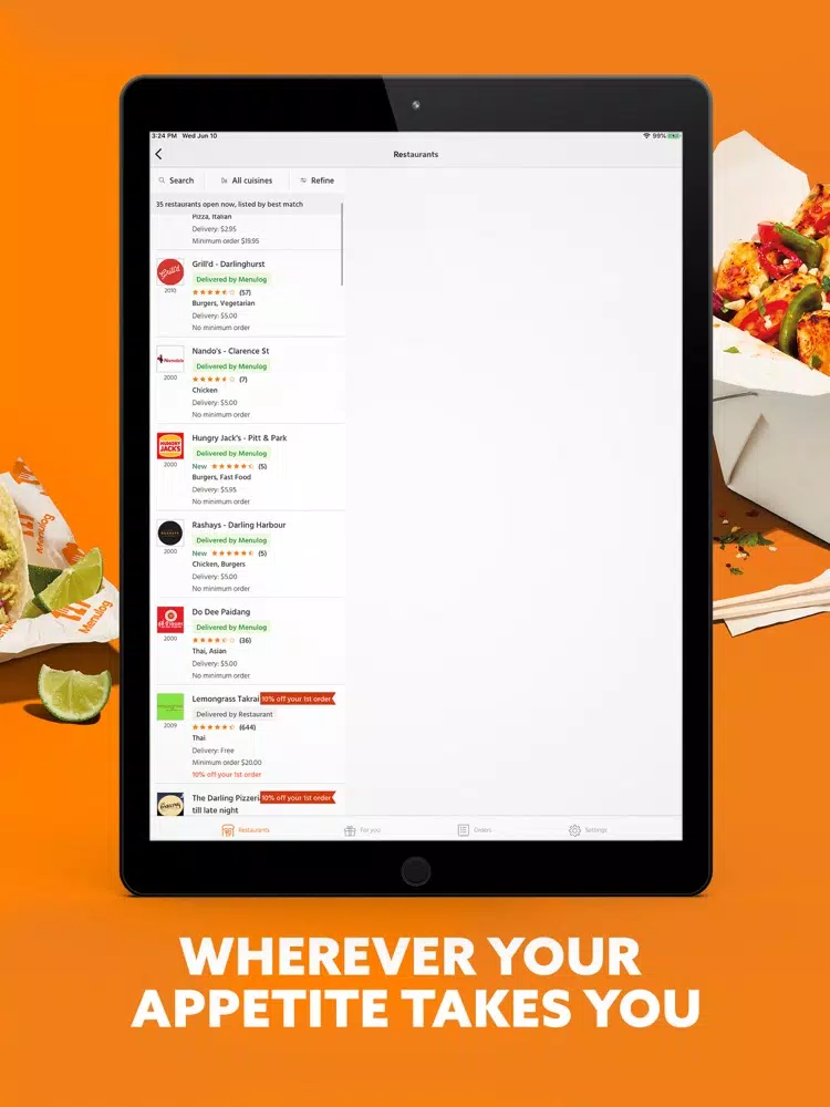Ảnh chụp màn hình của Menulog - Food Delivery iPad 