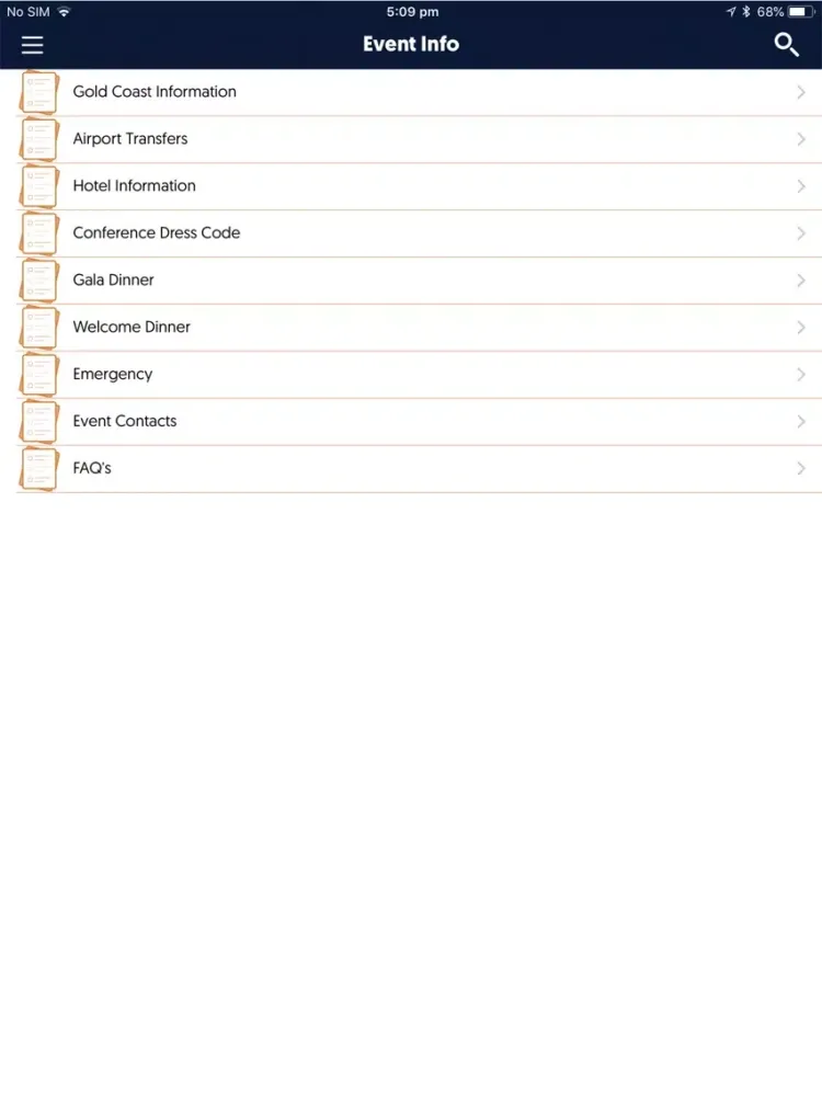 Capturas de tela do MLC Advice Events iPad 