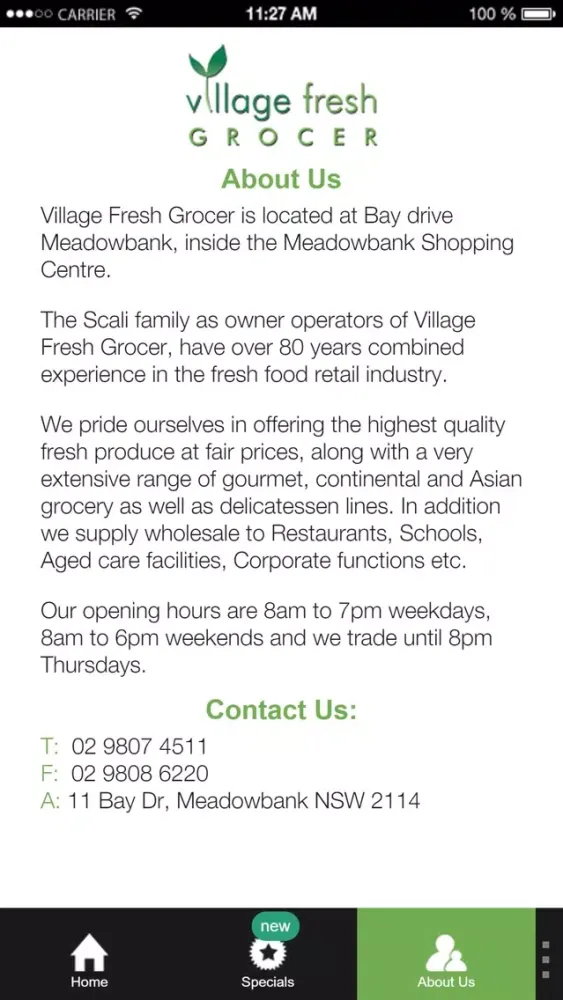 Ảnh chụp màn hình của Village Fresh Grocer