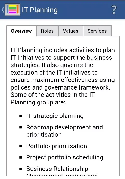 Capturas de tela do Enterprise Architecture Value