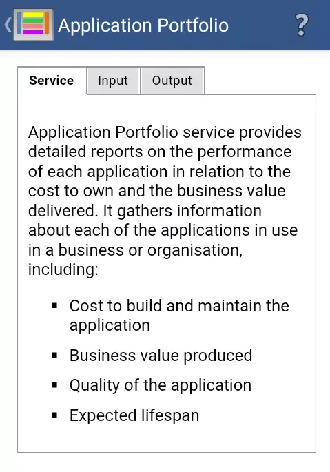 Capturas de tela do Enterprise Architecture Value