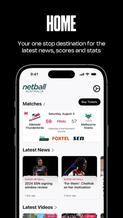 Captures d'écran de Netball Live Official App