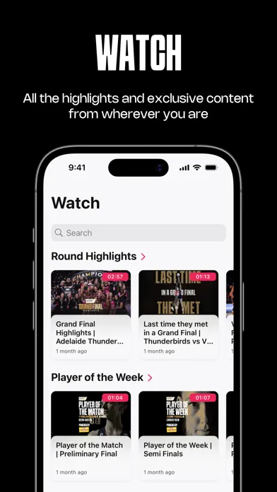 Captures d'écran de Netball Live Official App
