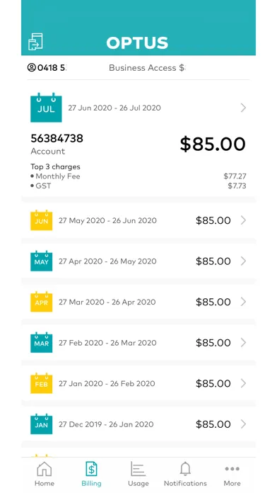 Capturas de tela do Optus My Fleet Manager