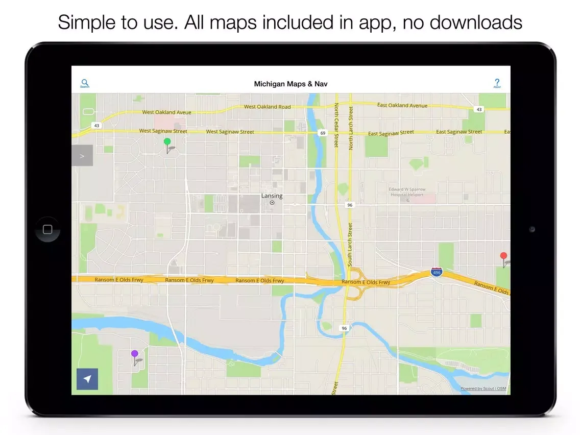Capturas de pantalla de Michigan Offline Maps & Offline Navigation iPad 