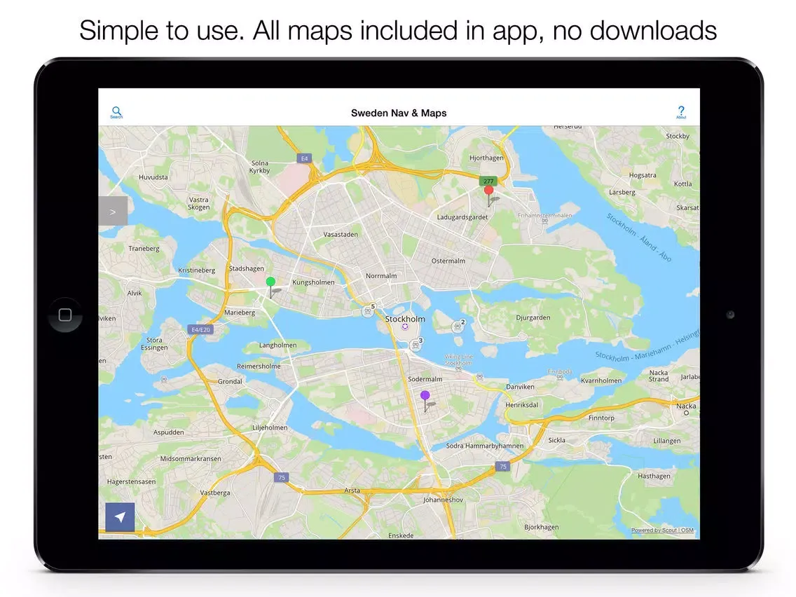 Tangkapan skrin Sweden Offline Maps & Offline Navigation iPad 