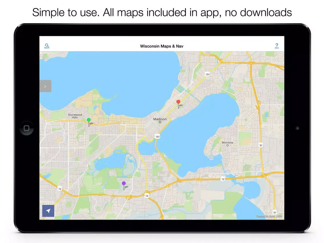 Wisconsin Offline Maps iPad  Screenshots