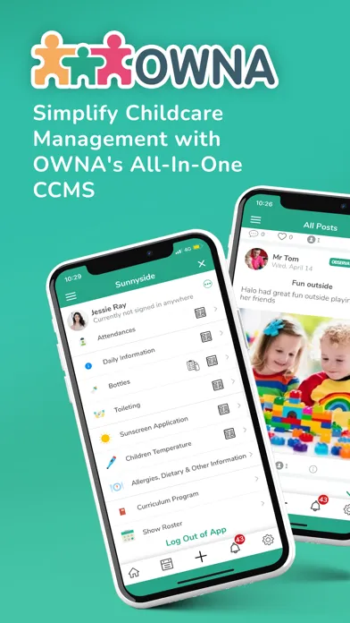 Capturas de tela do OWNA Childcare App