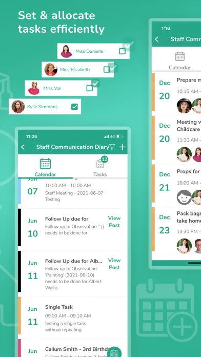 Capturas de tela do OWNA Childcare App