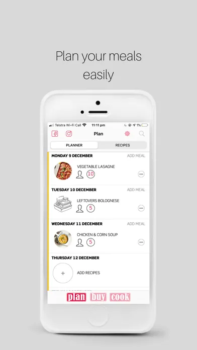 Plan Buy Cook meal planner स्क्रीनशॉट