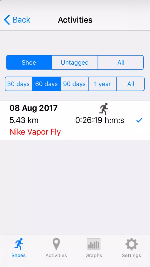 Tangkapan layar Mobile Shoe Tracker
