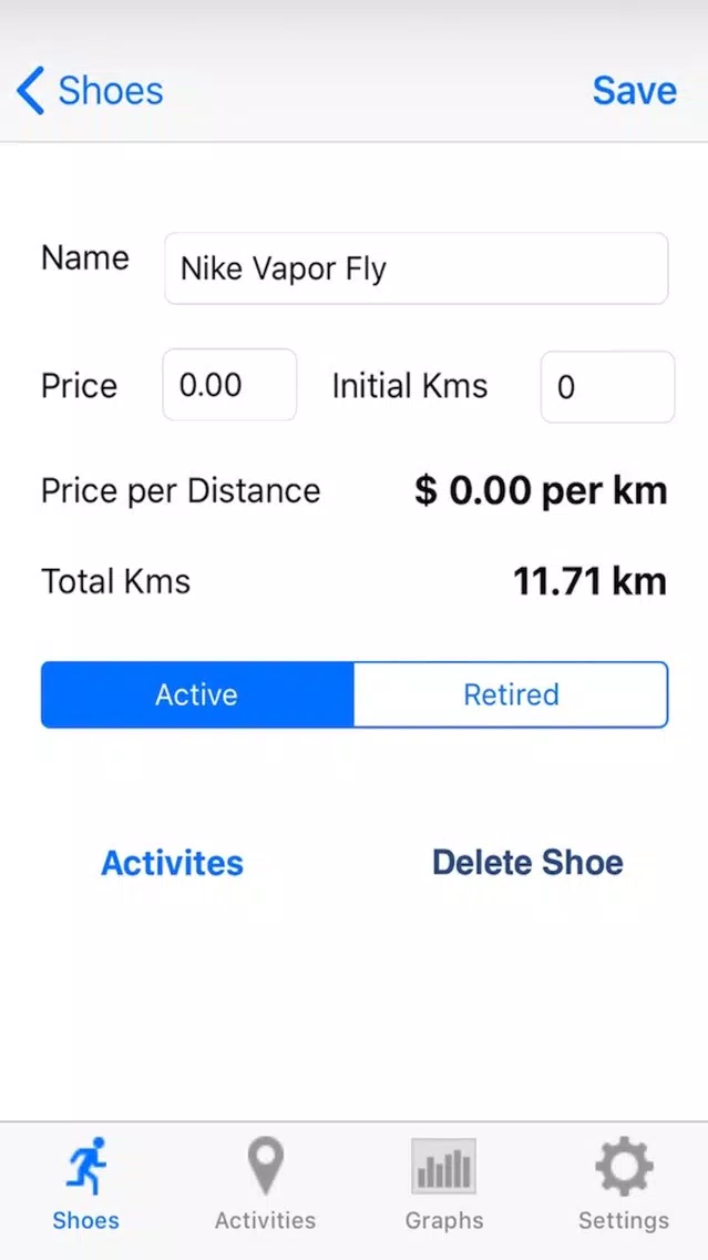 Tangkapan layar Mobile Shoe Tracker