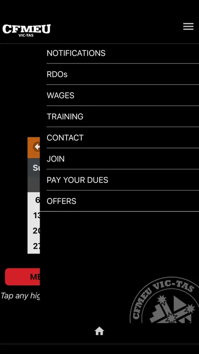 Zrzuty ekranu CFMEU RDO Wages and Training