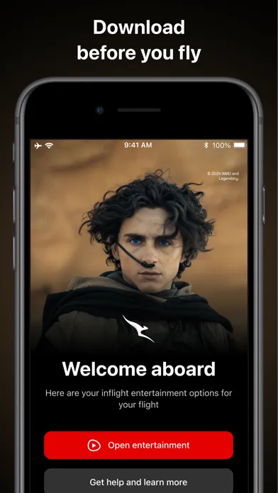 ภาพหน้าจอของ Qantas Entertainment